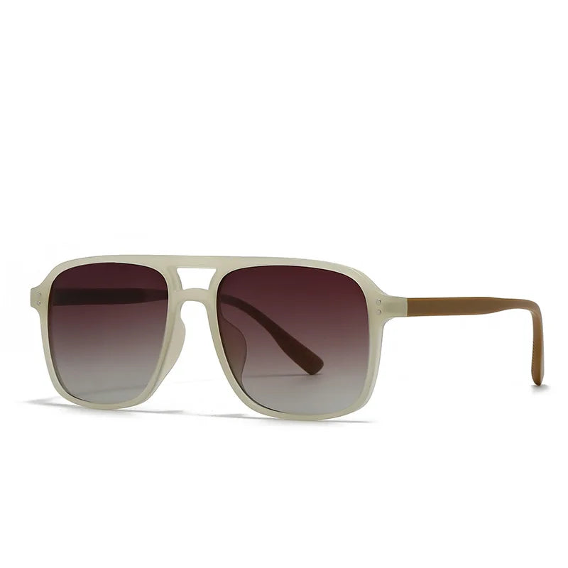 2026 Ins Retro Double Bridge Square Women Sunglasses Fashion Leopard Print Gradient Lenses Men Trend Gafas De Sol UV400