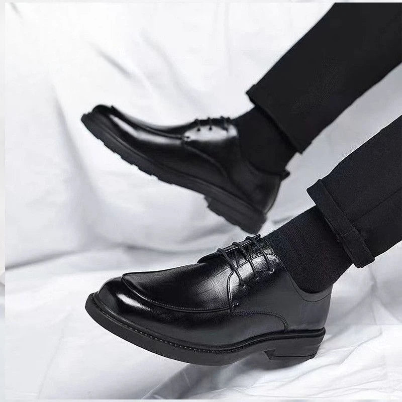 2024 New Men's Height Increasing Soft Leather Breathable Casual Business Elevator Shoes