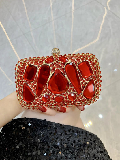 New Glass Diamond Clutch for Women, Exquisite French Rhinestone Evening Handbag, Luxury Lightweight Chain Bag for Formal Party