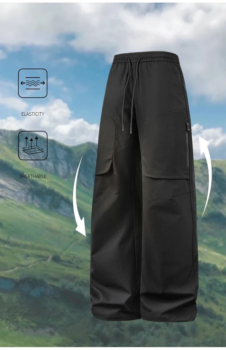 Male Hiking Pants Outdoor Waterproof Windproof Mountaineering Sports Pant Spring Autumn Zippered Pocket Fishing Camping Trousers