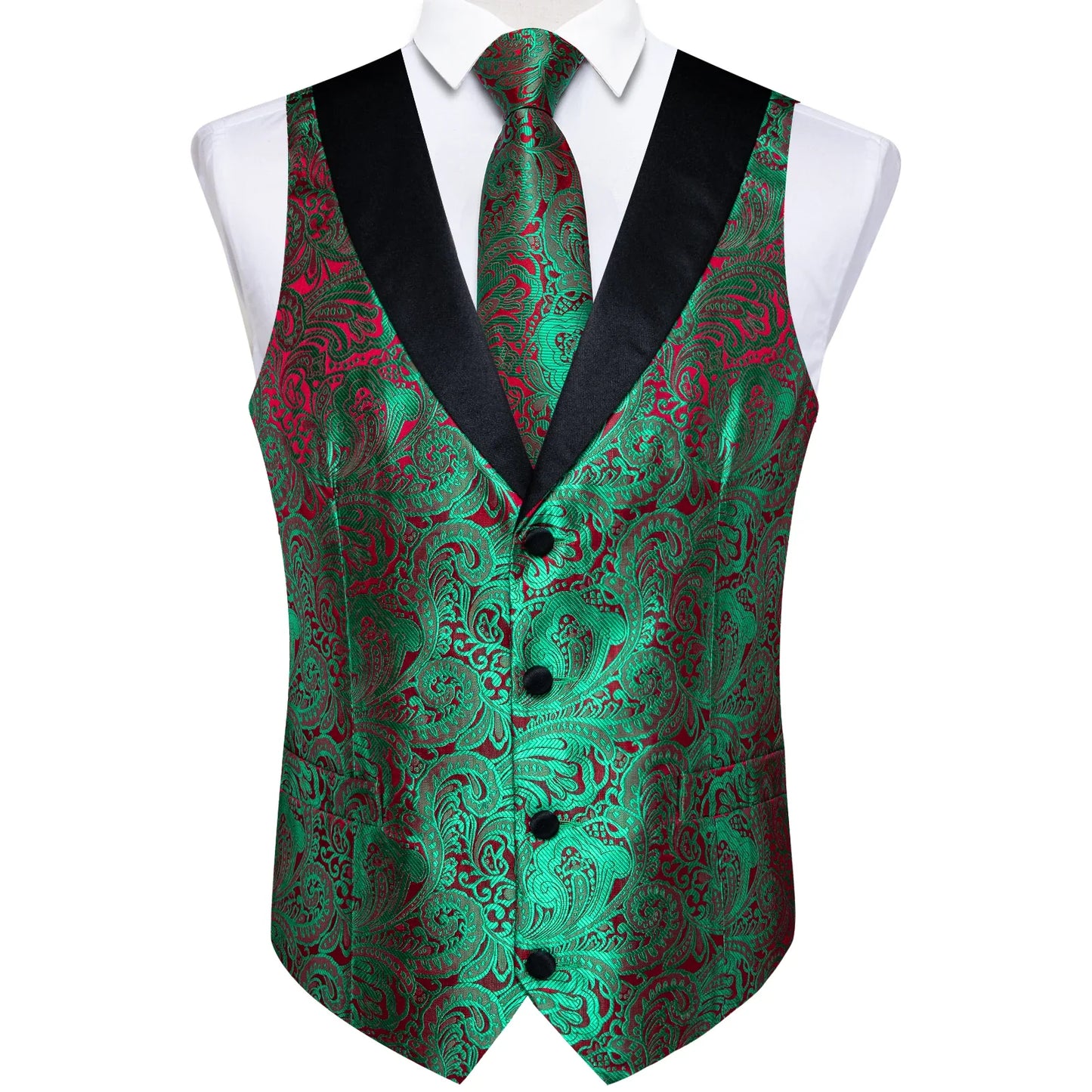 Men's Vest Blue Floral Suit Vest V Neck Tie Set For Wedding Party Brand Formal Dress Waistcoat Man Casual Sleeveless Jacket