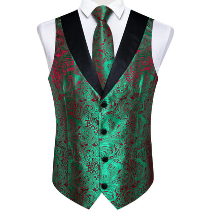 Men's Vest Blue Floral Suit Vest V Neck Tie Set For Wedding Party Brand Formal Dress Waistcoat Man Casual Sleeveless Jacket