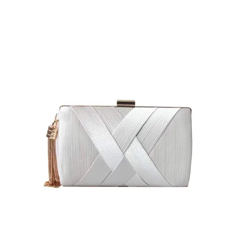 Silky Satin Tassel Banquet Bag, Women Elegant Chain Evening Clutch, Cheongsam Fashion Handbag