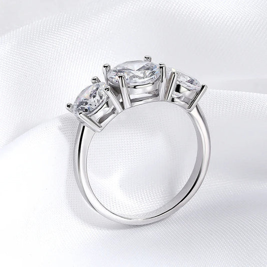 White Gold 4/2CT Moissanite Ring for Women Sparkling Lab Grown Diamond Wedding Band S925 Solid Silver Jewelry Wholesale