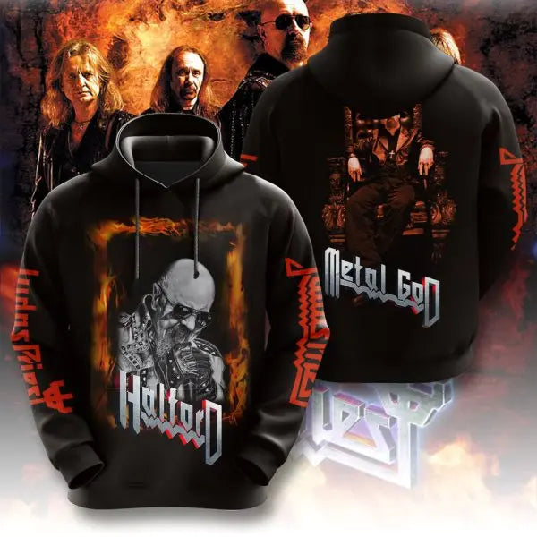 Rock band Judas Priest retro 3D printed men's and women's sports shirts, street long sleeved pullovers, American sweatshirts