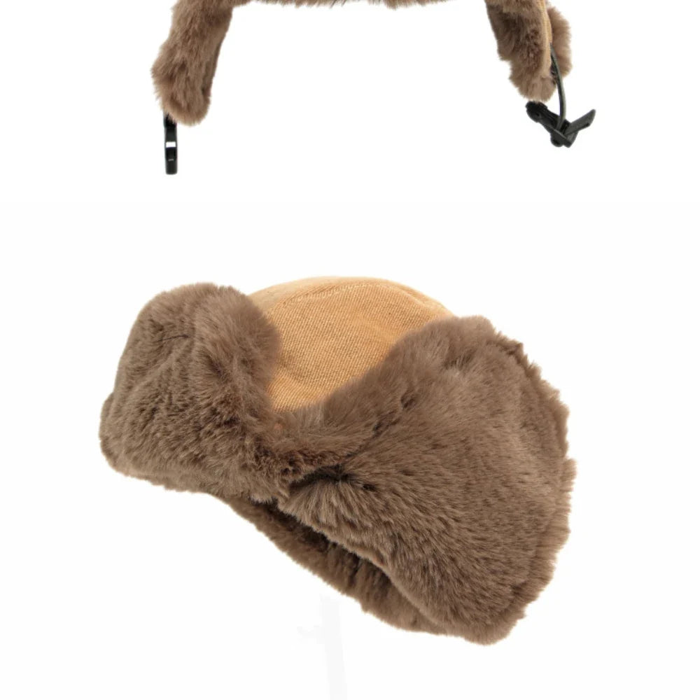 Russian Hat Thick Warm Winter Hat Men Women Windproof Ski Trapper Earflap Cap Faux Rabbit Fur Hat Male Female Bomber Hat