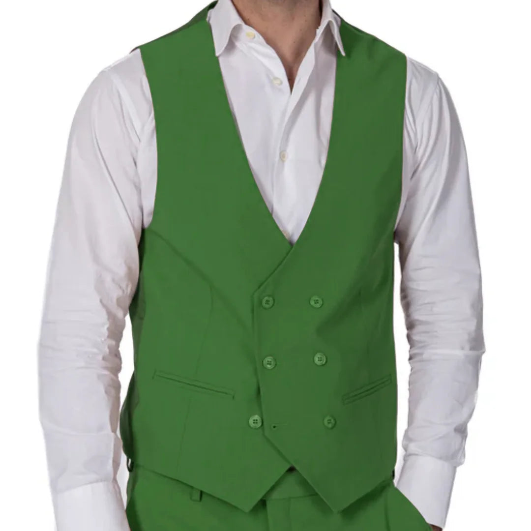 Men Vest Brown Double Button Solid Color Waistcoat For Wedding Banquet Birthday Business Casual Work Set Men Suit Vest