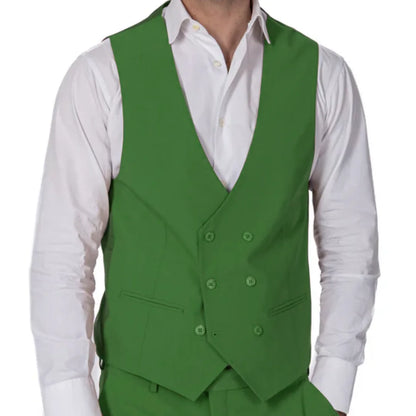 Men Vest Brown Double Button Solid Color Waistcoat For Wedding Banquet Birthday Business Casual Work Set Men Suit Vest