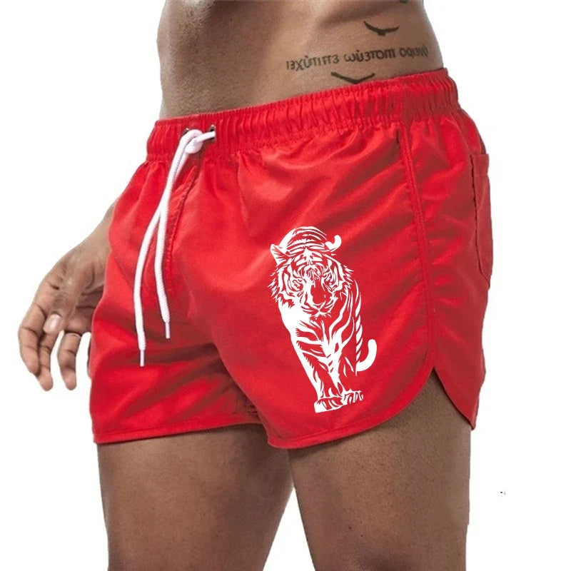2026 Brand New Mens Board Shorts Tiger Design Printed Beach Shorts High Quality Male Summer Running Cycling Boxing Cool Shorts