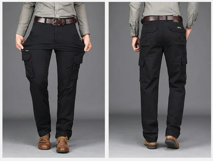 2026 New in Men's Pants Straight Leg Cotton Cargo Trouser Male Stretch Autumn Zipper Multi Pocket Classic Casual Work Wear Army