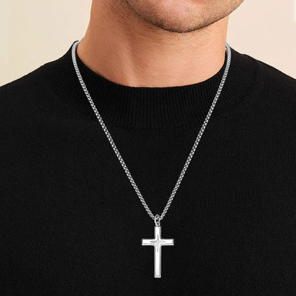 2.2mm Moissanite 925 Sterling Silver Cross Pendant Necklace Stainless Steel Rollo Chain for Men Fashion Party Daily Gift
