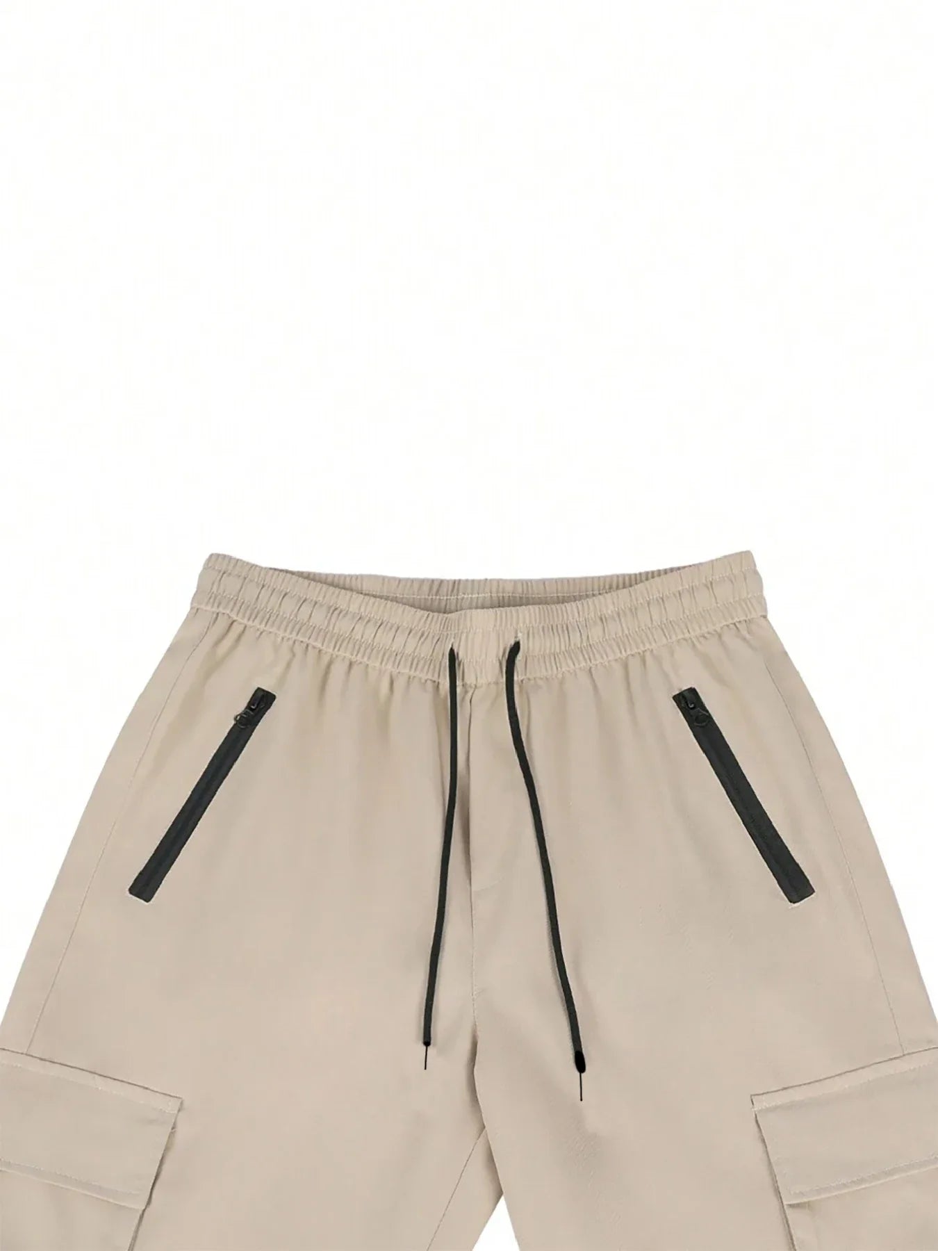 Men's 3/4-Length Cargo Shorts — Woven Twill Fabric, Multi-Pocket Casual Trousers. Non-Stretch Adult Apparel for Summer