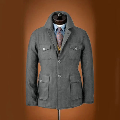Men's Tweed Jacket Tuxedo Woolen Suit High Quality Costumes Wool Single Breasted Casual Slim Fit Male Blazers Autumn Winter