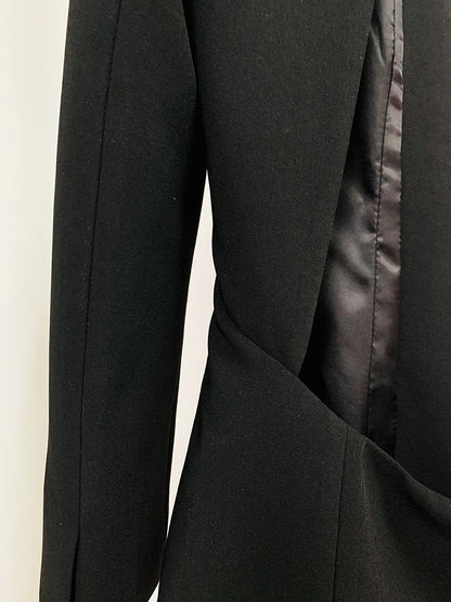 HIGH STREET 2026 Runway Fashion Designer Jacket Women's Stylish Backless Rhinestone Diamonds Beaded Shawl Collar Long Blazer
