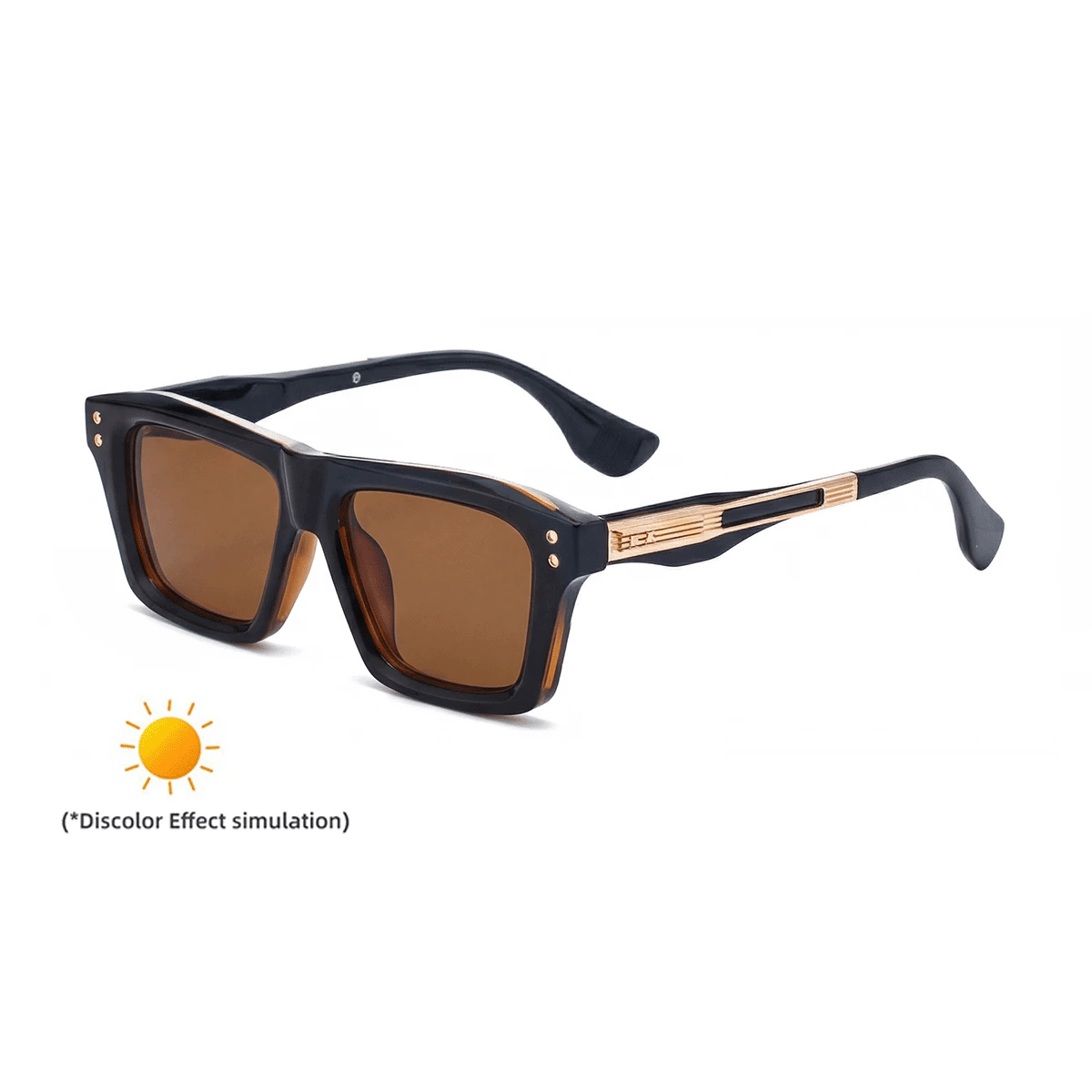 2026 New European and American Fashion Square Frame Photochromic Sunglasses for Men, Retro and Unique Outdoor Driving Sunglasses