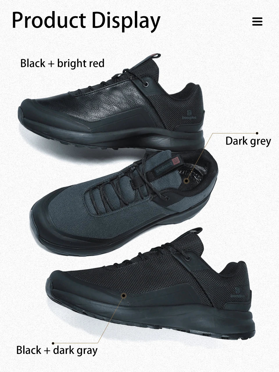 Men Hiking Shoes Litchi Leather High Quality Male Trekking Climbing Sneakers Non-slip Luxury Designer Outdoor Shoe