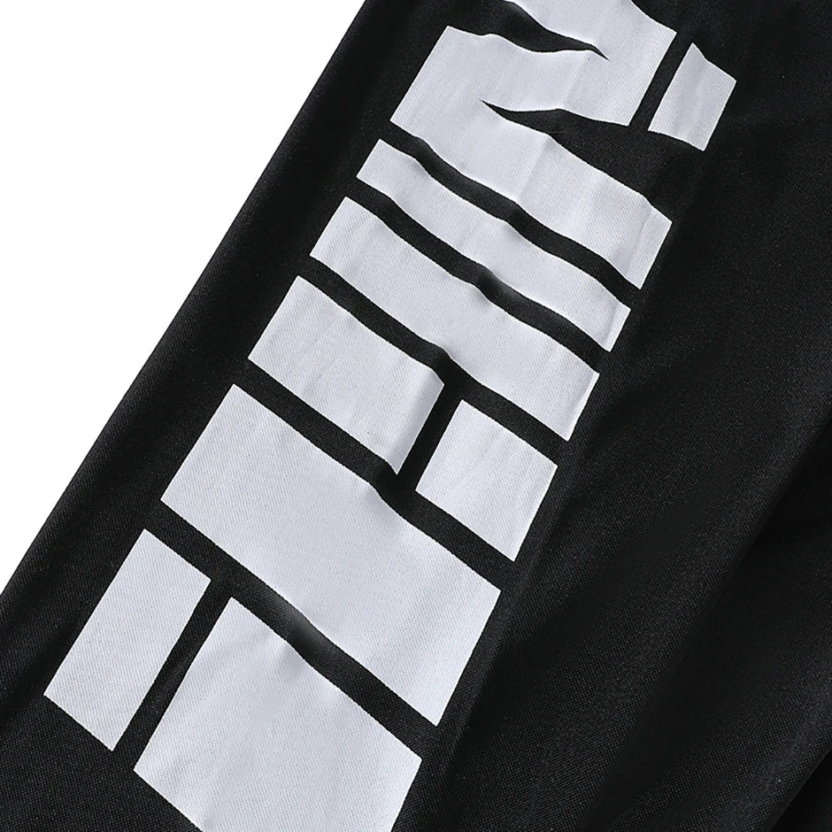 2-pcs Summer Youth Fashion Letter Set 13-16 Year Old Boys and Girls Simple and Versatile Letter Short Sleeve T-shirt Black Pants