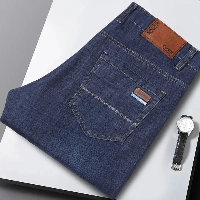 2026 Classic Men Straight Jeans Homme Pantalon Streetwear Soft Black Blue Masculino Denim Mans Pants