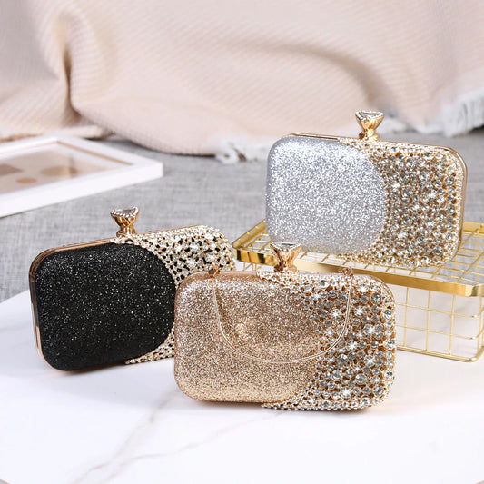 Rhinestone Women Bags Hollow Out Style Crystal Evening Bag Chain Shoulder Handbags Luxury Party Wedding Day Clutch Purse Handle