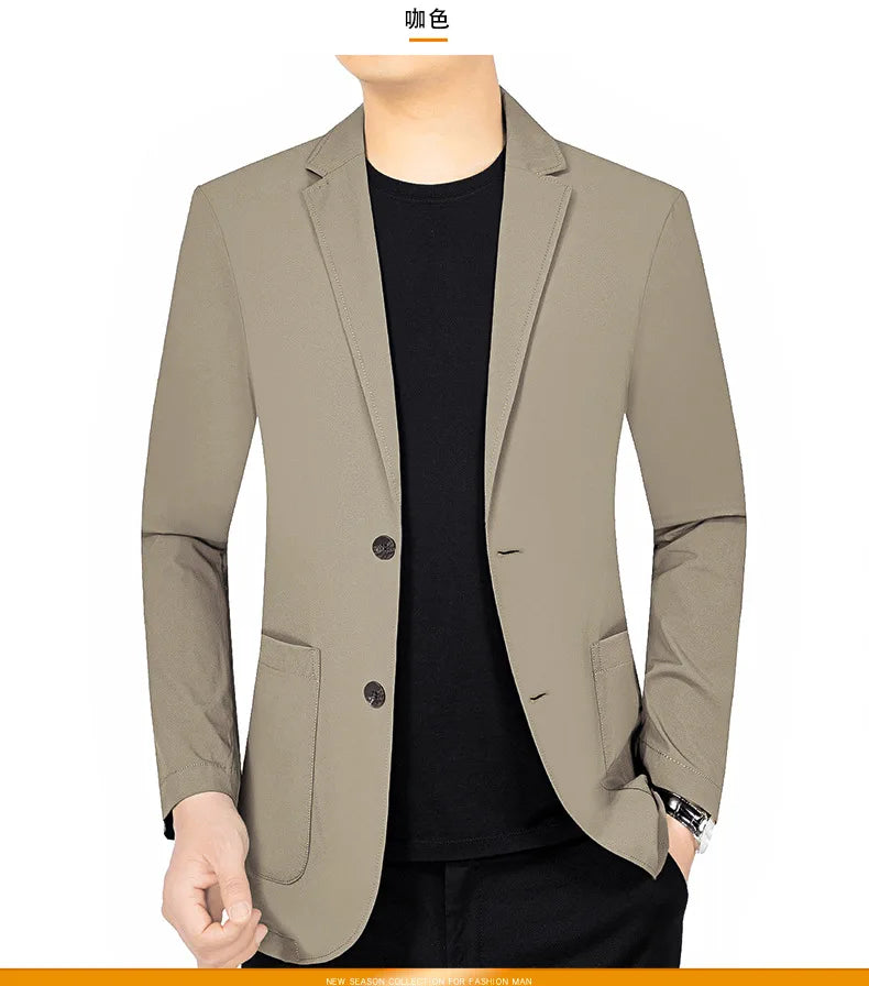 New Summer Man Thin Sunscreen Blazers Jackets Solid Business Casual Suits Coats Male Slim Elastic Blazers Jackets  Clothing 4XL