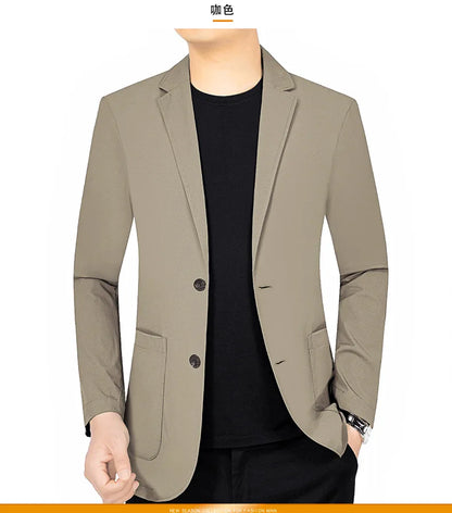 New Summer Man Thin Sunscreen Blazers Jackets Solid Business Casual Suits Coats Male Slim Elastic Blazers Jackets  Clothing 4XL