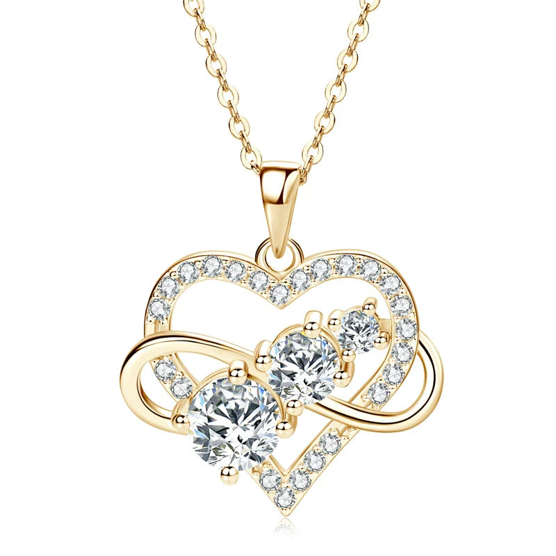 Certified Moissanite Infinite Love Heart Pendant Necklace Real S925 Sterling Silver for Women Fine Jewelry Gifts Cadena