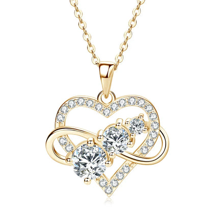Certified Moissanite Infinite Love Heart Pendant Necklace Real S925 Sterling Silver for Women Fine Jewelry Gifts Cadena
