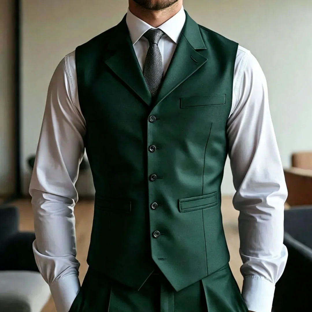 Men Vest Dark Blue With Lapel Single Button Waistcoat For Wedding Groom Banquet Business Work Office Casual Daily Men Suit Vest