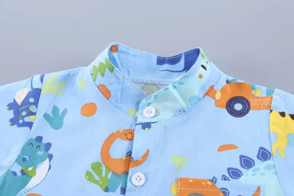 Children Cotton Summer Clothes Baby Boy Cartoon Printe Dinosaur T Shirts Shorts 2Pcs/Set Infant Kids Fashion Toddler Tracksuits