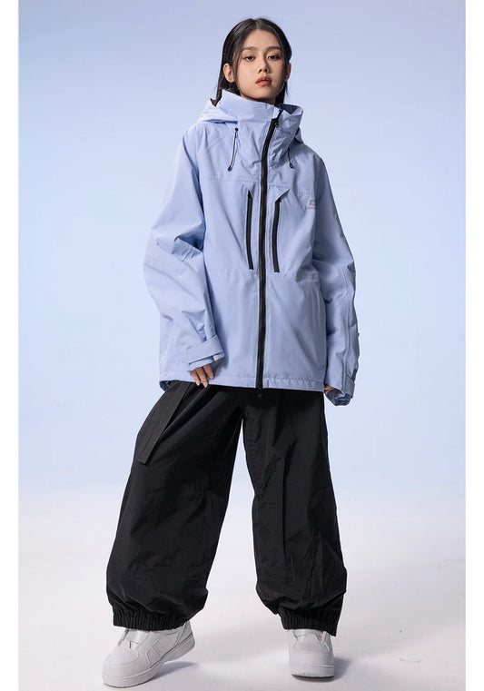 Thicken 3L Ski Jacket Men Women Windproof Waterproof Winter Ski Coat Ski Wear Solid Color Hooded Warm Snowboard Ski Suit
