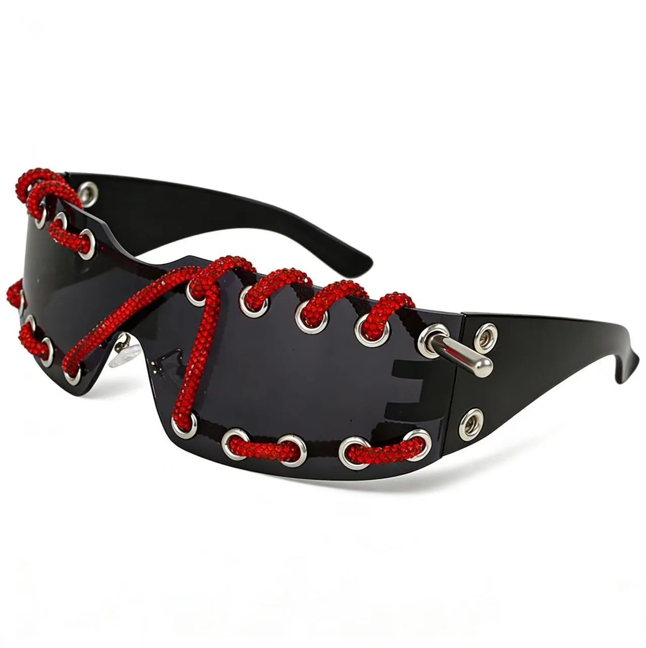Punk Y2k sunglasses women Frameless  Sunglasses Crystal Chain One-piece Party Shades Bling Streetwear Luxury Accessories