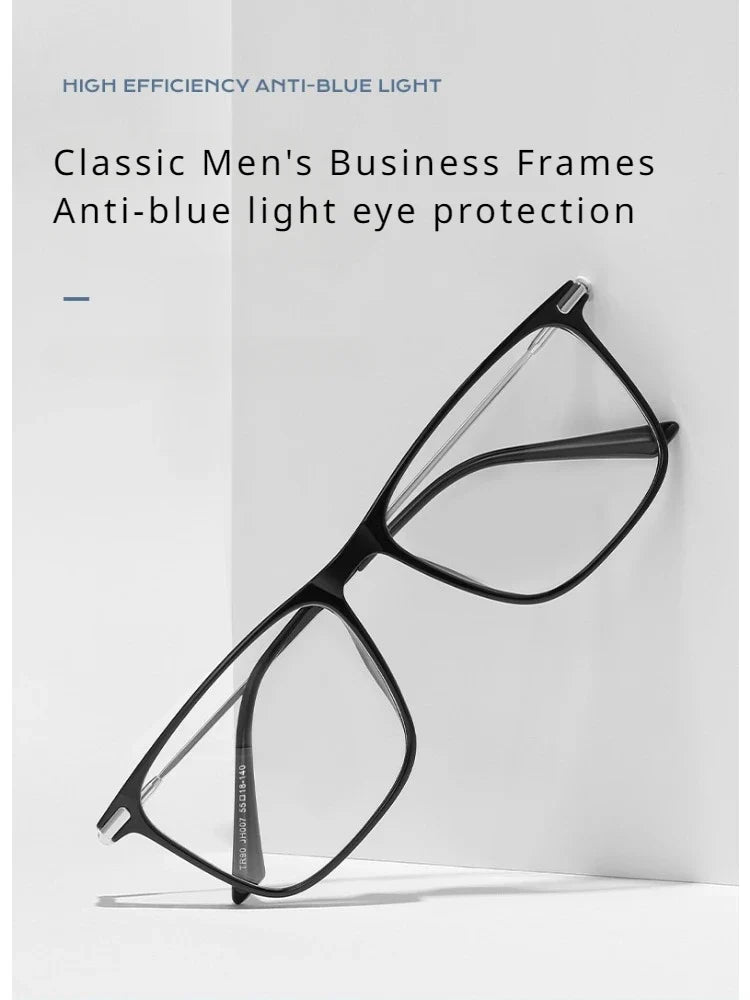 Titanium Classic Men's Square Frames Anti-blue Light Reading Glasses Myopia Can Be Customized Prescription Glasses 007