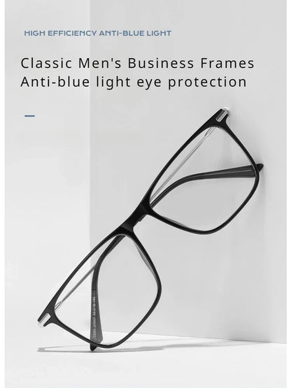 Titanium Classic Men's Square Frames Anti-blue Light Reading Glasses Myopia Can Be Customized Prescription Glasses 007