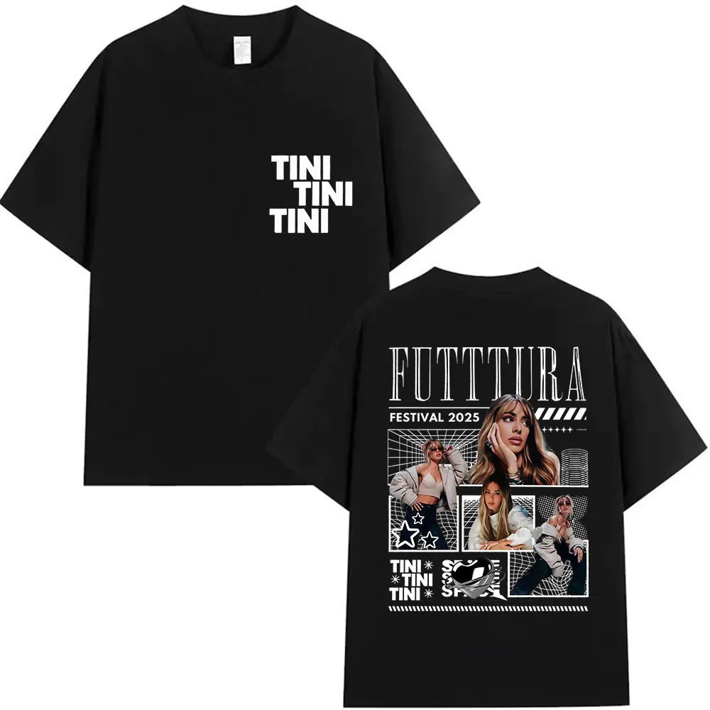 Singer TINI STOESSEL Futtura Tour New Album 2025 Graphic T-shirts Men Women Fashion Harajuku Short Sleeve Cotton Tees streetwear