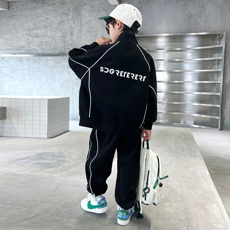 2025 New Boys' Spring-Autumn Outfit Set Middle-Large Size Korean Style Stylish Cool Kids' Clothing for Boys