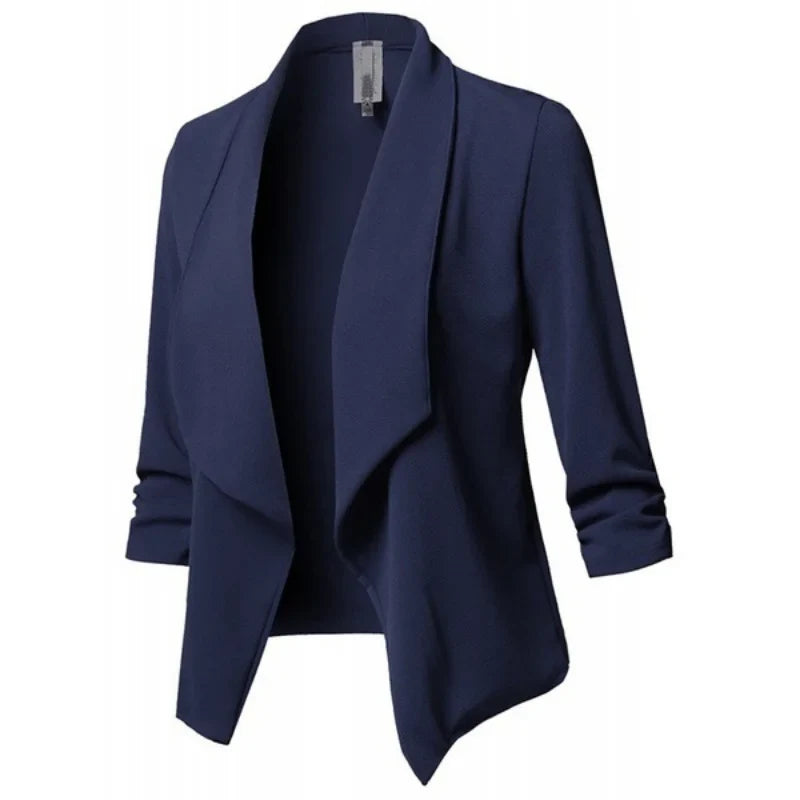 Women Blazer Jackets Female Retro Suits Coat Feminino OL Blazers Outerwear Plus Size Open Front Short Cardigan Plus Size