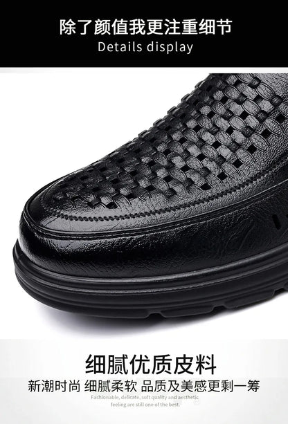 Summer New Designer Hallow Leather Shoes Man Breathable Soft Sole Business Casual Shoes Male Fashion Loafers Shoes for Man