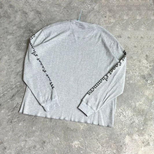 Yao Fashion Vintage Loose Streetwear HipHop Sanskrit Logo Print Tee High Quality Long Sleeve Oversize Y2k T Shirt For Men