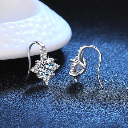 NeeTim 1ct 6.5mm Moissanite Earrings for Women S925 Sterling Silver with Gold Plated Diamond Earring Wedding Party Fine Jewelry