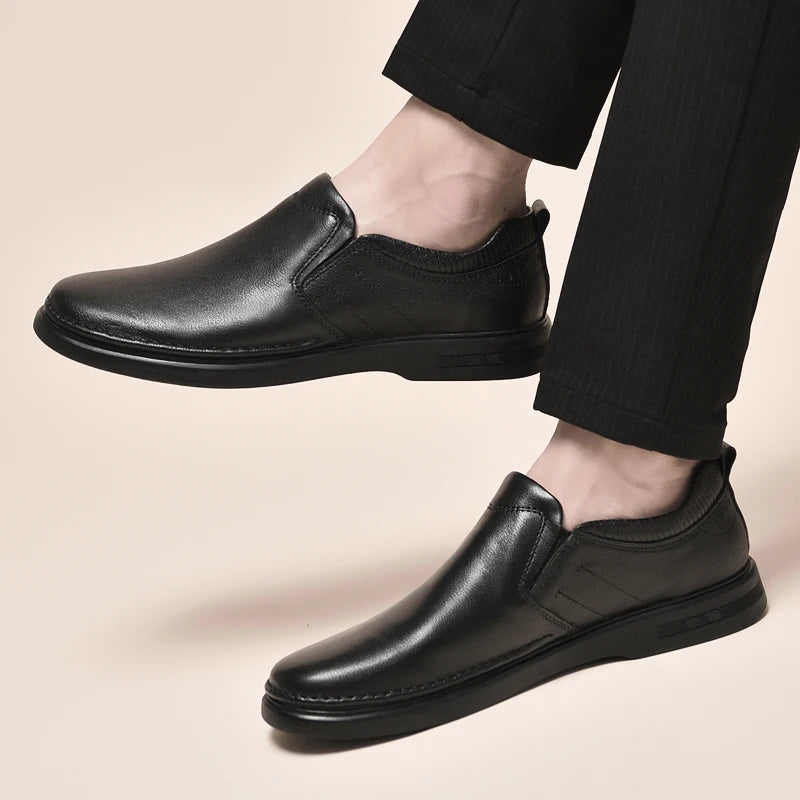 Genuine Leather for Men Business Shoes Stylish Male Comfortable Flats All-match Male Driving Shoes Classic Men Shoes for Wedding