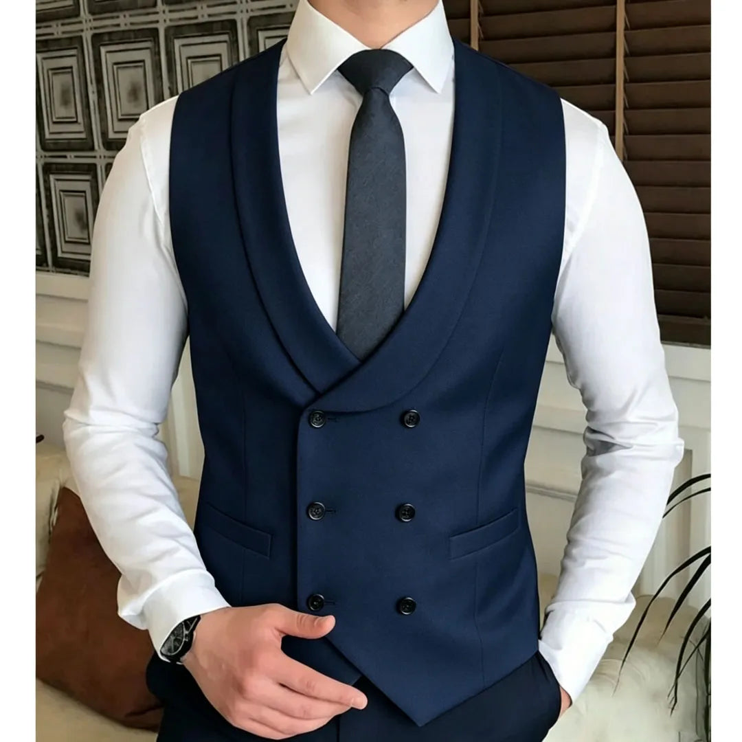 Men Vest Double Breasted With Lapel Solid Waistcoat For Wedding Banquet Business Party Work Office Casual Daily Men Suit Vest