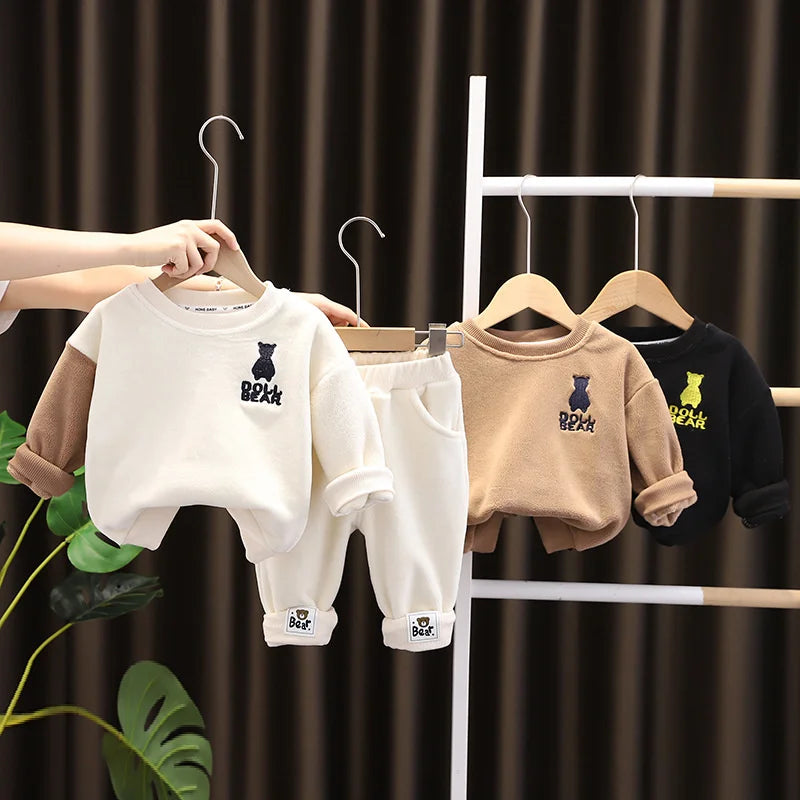 Winter Baby Clothes Suit Boys Clothing Children Girls Thicken Warm T-Shirt Pants 2Pcs/Set Toddler Casual Costume Kids Tracksuits