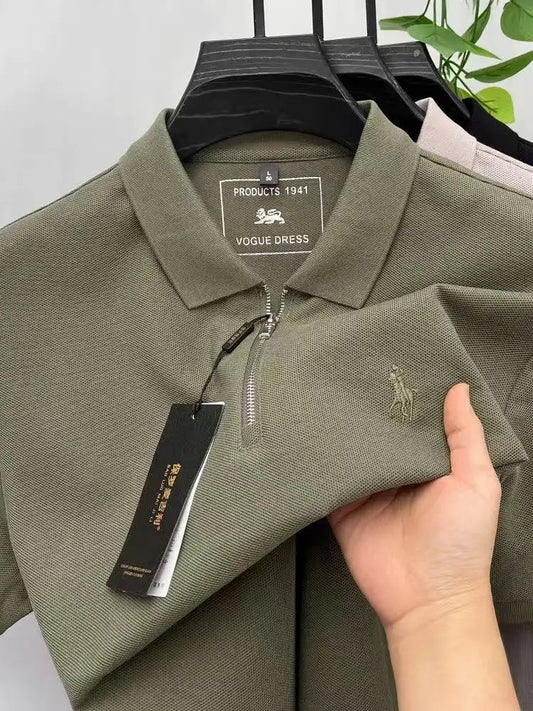 High end brand pony embroidered short sleeve polo shirt unique trend half zipper luxury Paul T-shirt designer's new men's wear