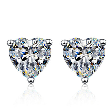 Heart Shape Moissanite Stud Earrings for Women Men 1/2/4carat  Certified Lab Diamond Ear Studs S925 Silver Plated 18k Gold