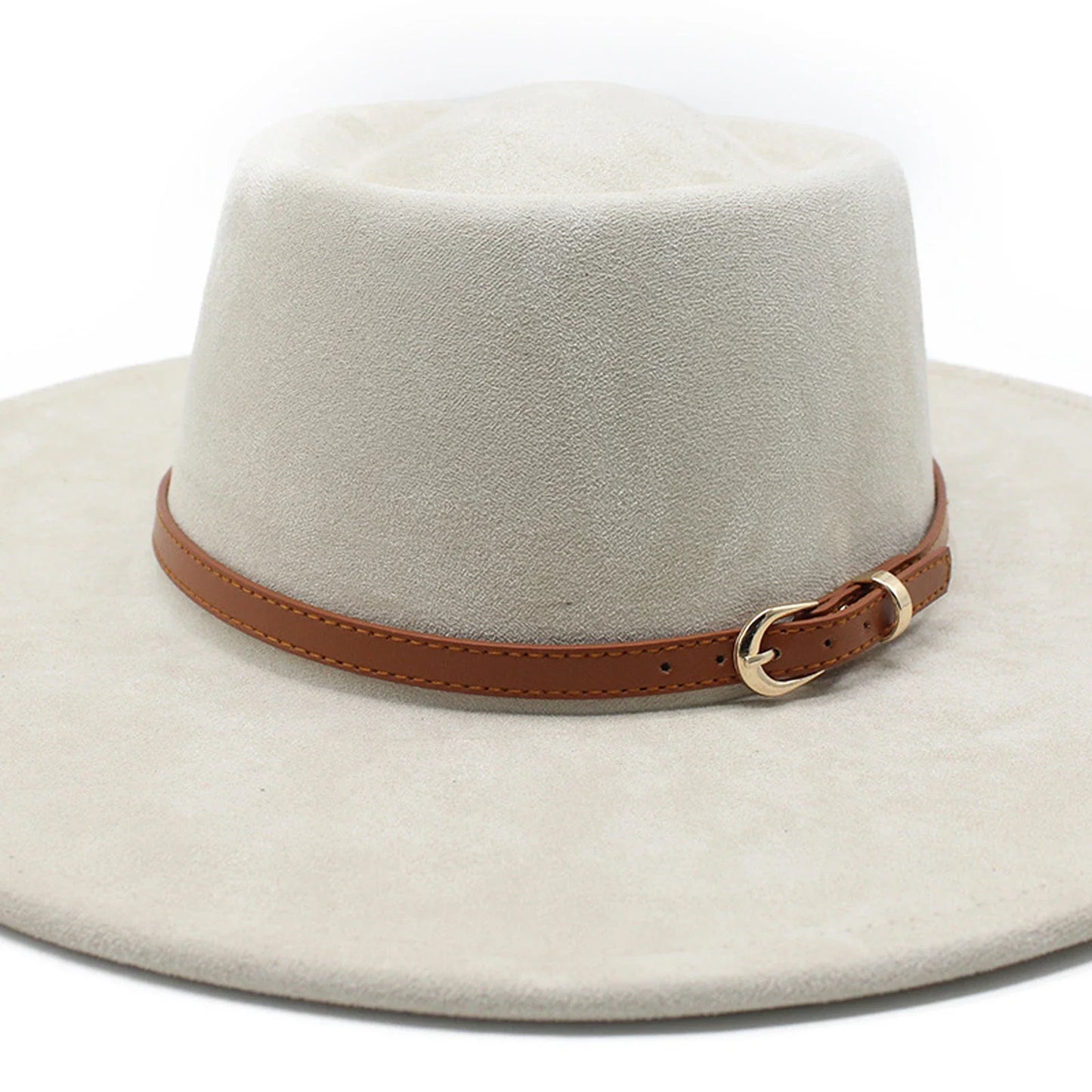Men Women Felt Fedora Hat Stylish Decorative Belt Design Panama Hat Wide Brim Jazz Cap
