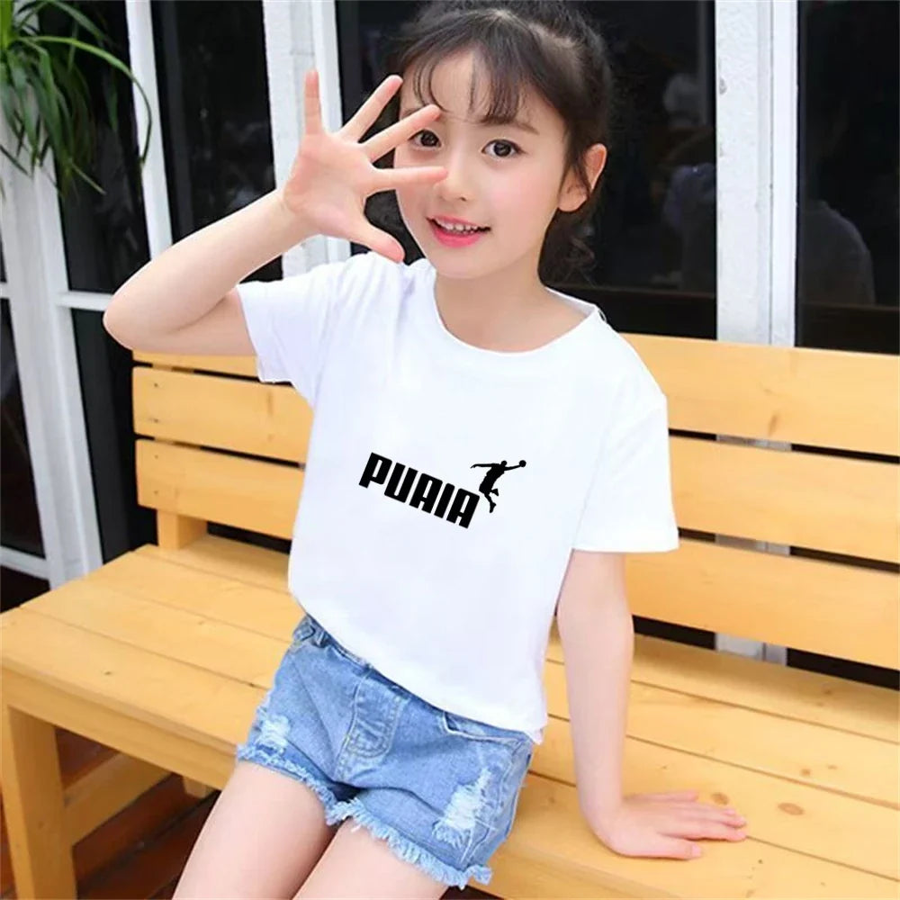 Summer Kids T-shirt print Round-Necked Print Boy Girls white 3-12Years Top+Shorts Two-piece Set Casual cool breathable Set