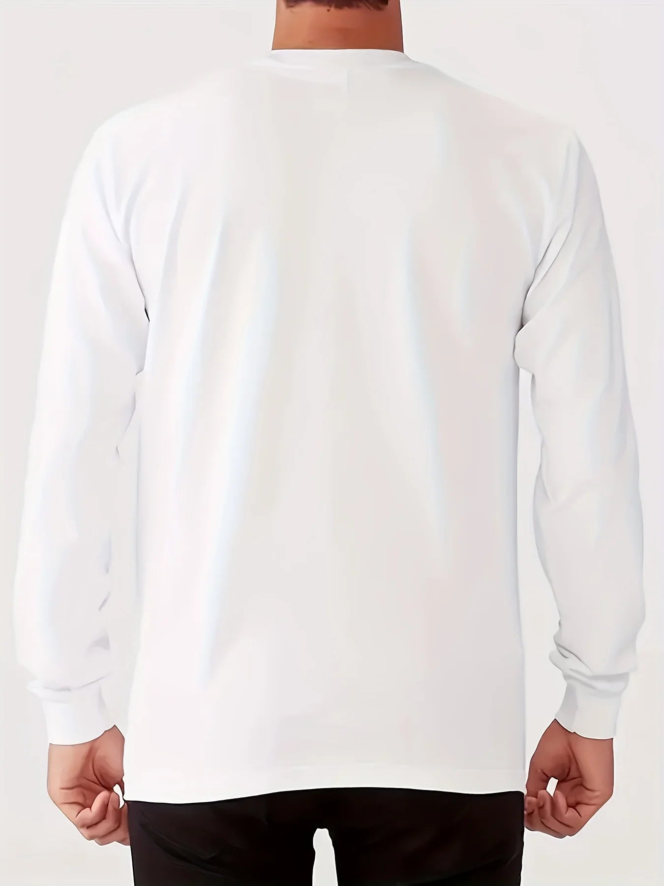 Men's 100% pure cotton loose and comfortable casual sports Brooklyn letter printed round neck long sleeved T-shirt top