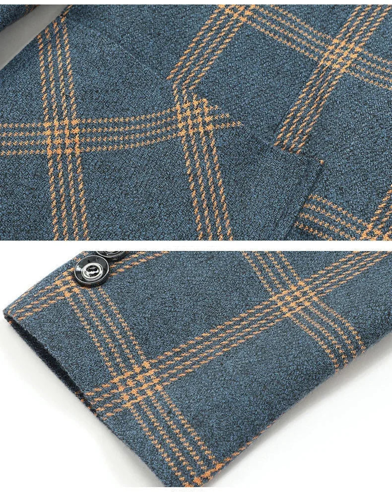 Brand Plaid Striped Business Blazers for Mens 2026 New Spring Autumn Fashion Casual Suit Jacket Men Interview Coat