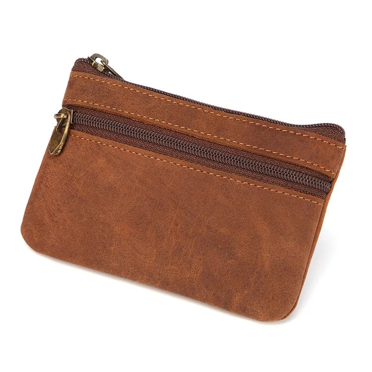 New Cow Leather Men's And Women's Change Vintage Coin Bag Headphone Purse Storage Mini Bag For Man And Woman