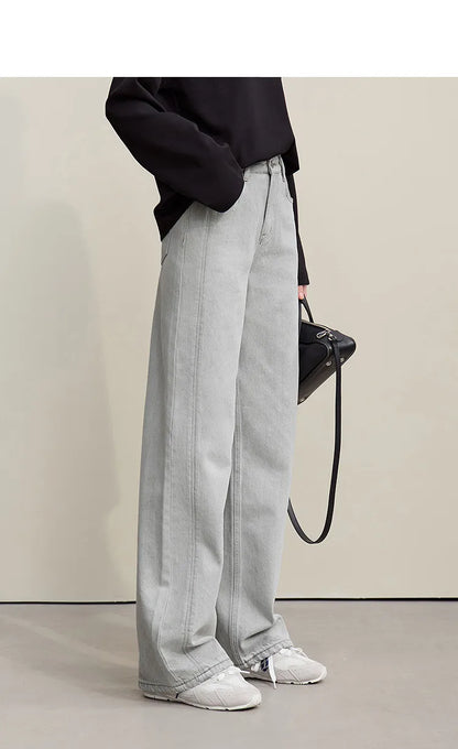 Women's Jeans 2026 Spring New Casual Solid Color Cotton Straight Women's Pants Versatile Long Denim Trousers 12621038
